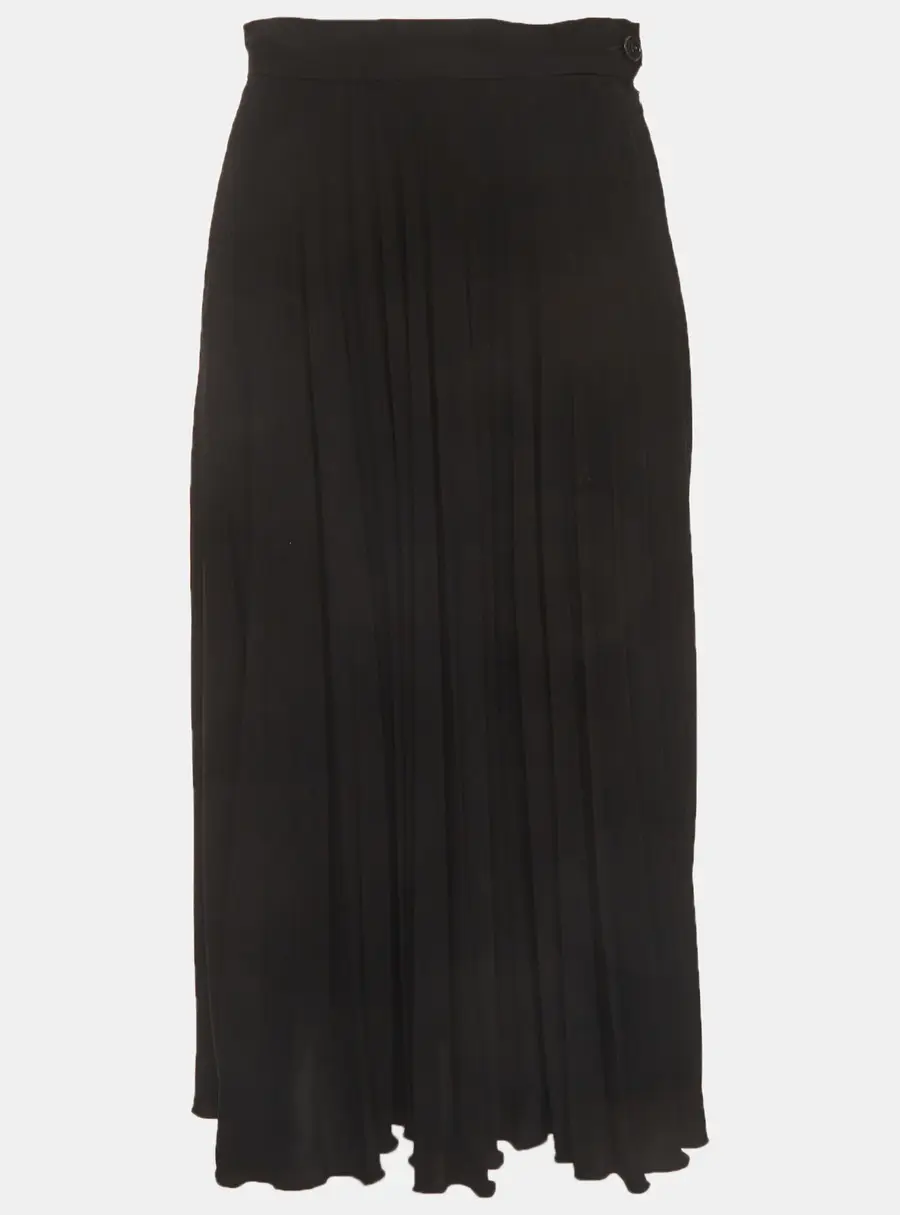 Maison Martin Margiela Black Stretch Crepe Plisse Midi Skirt M