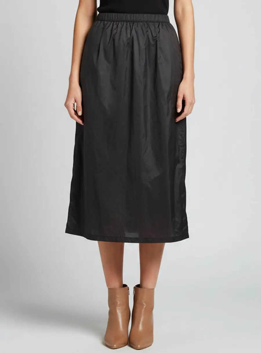 Maison Martin Margiela Black Taffeta Midi Skirt M