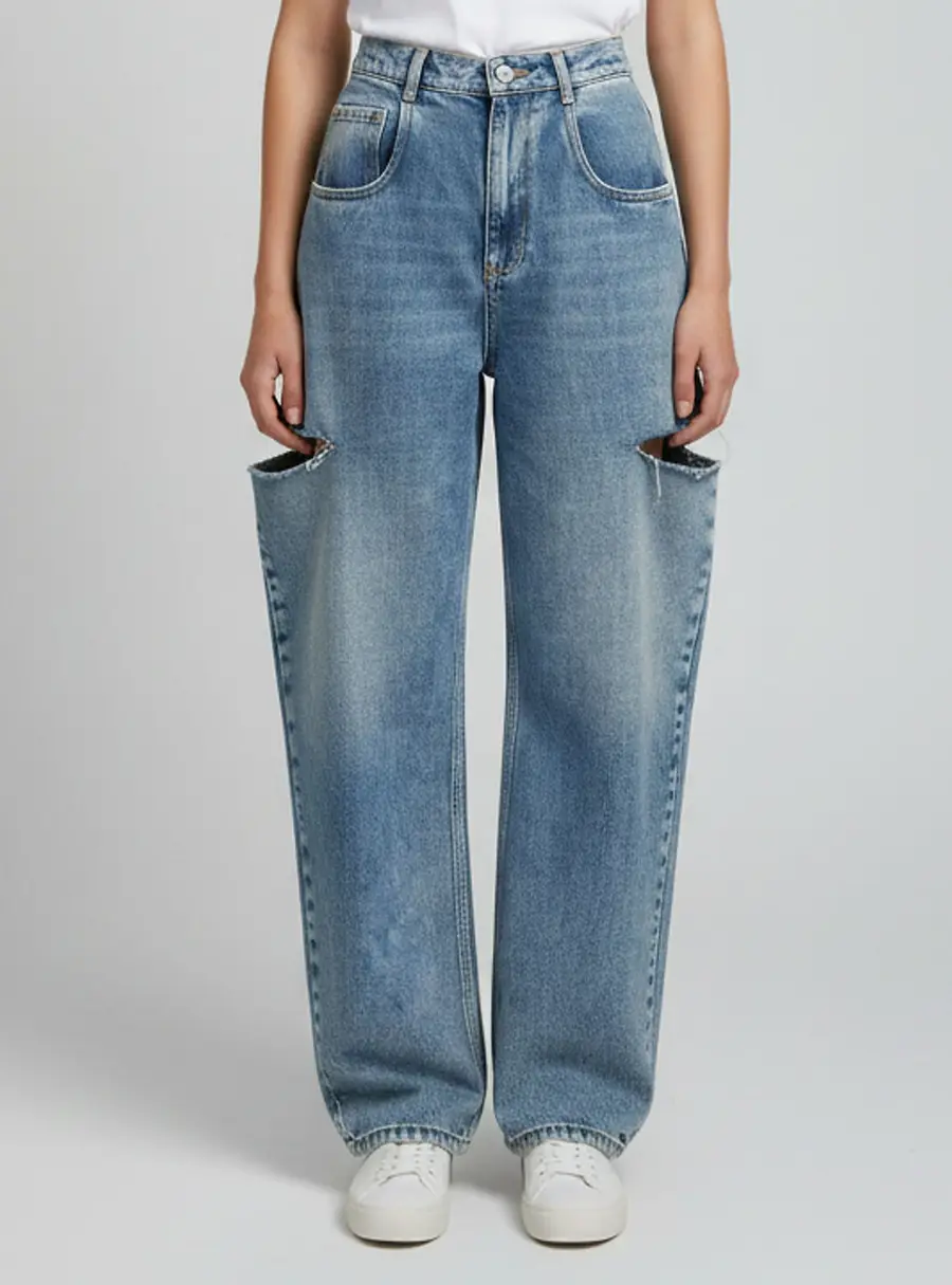 Maison Martin Margiela Blue Denim Slashed Loose Fit Jeans L/Waist 28"