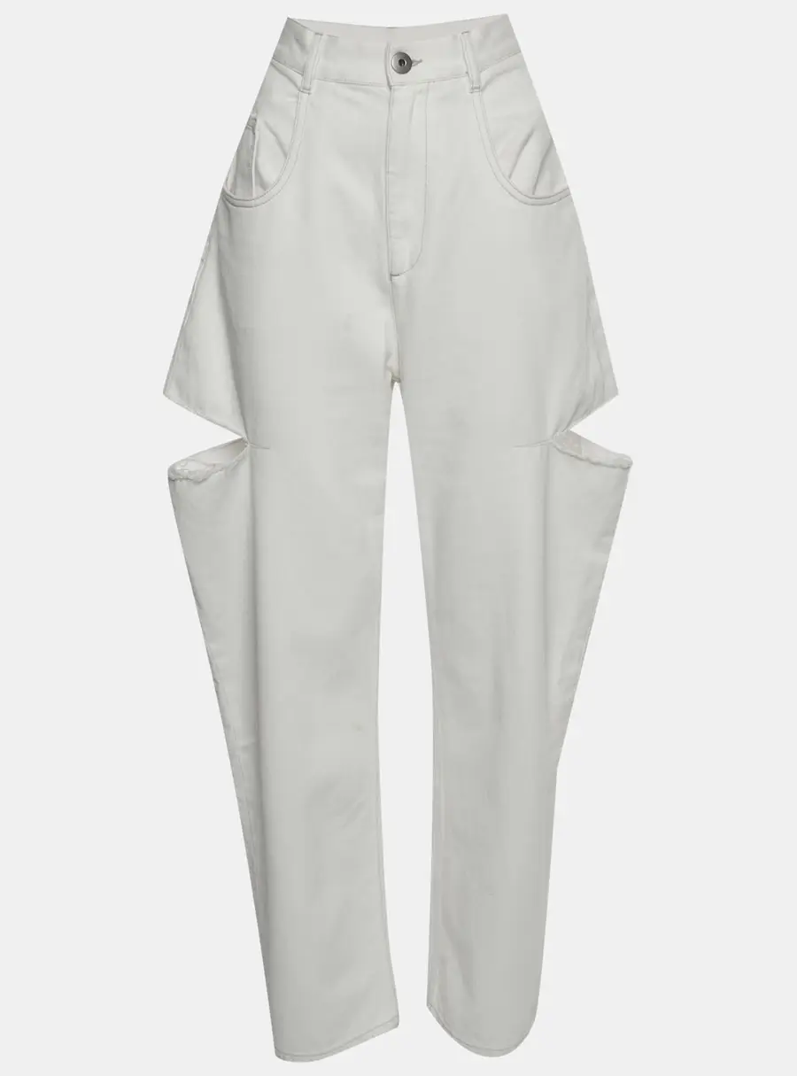 Maison Martin Margiela White Denim Slashed Loose Fit Jeans L/Waist 28"