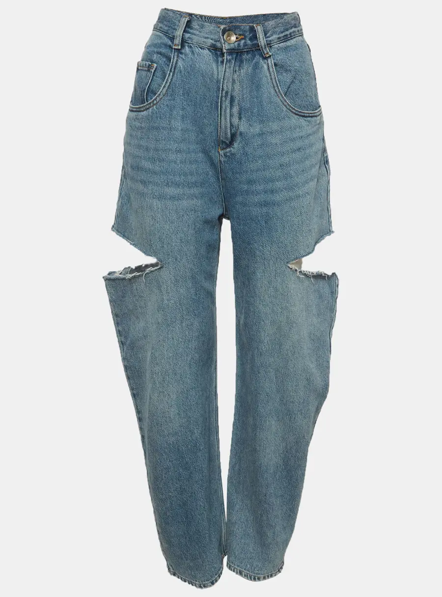 Maison Martin Margiela Blue Denim Cut Out High Waist Jeans XS/Waist 26"