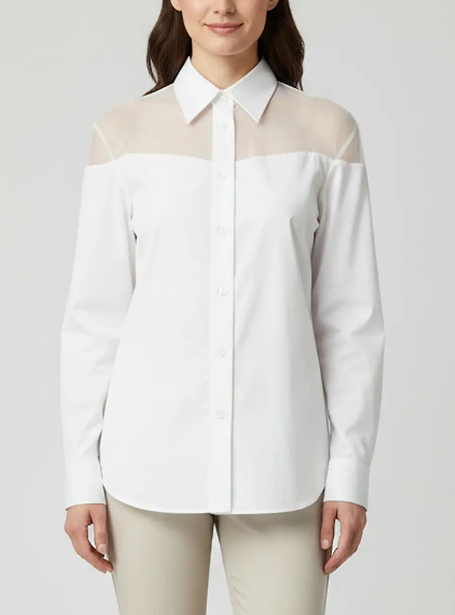 Maison Martin Margiela White Cotton And Organza Button Front Shirt S