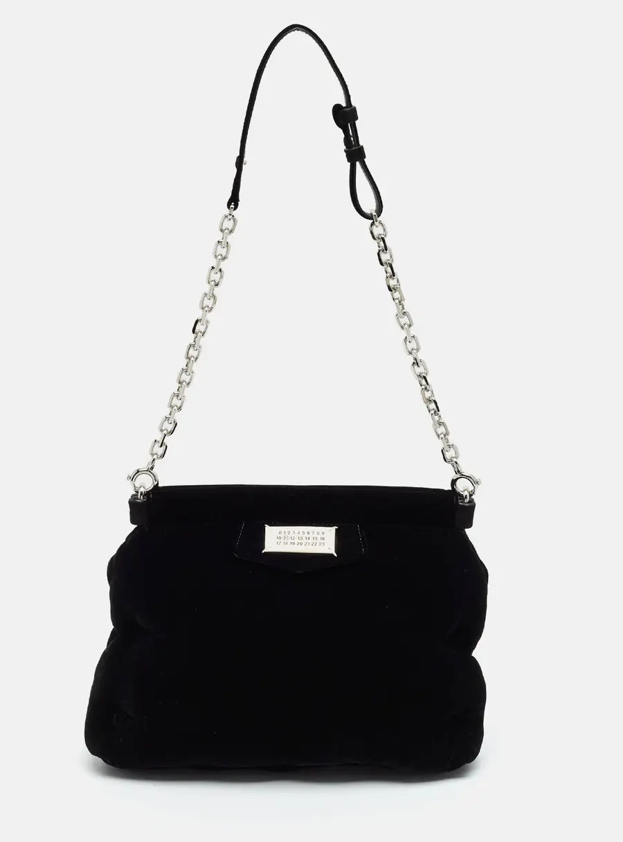 Maison Margiela Glam Slam Small Black Velvet Shoulder Bag