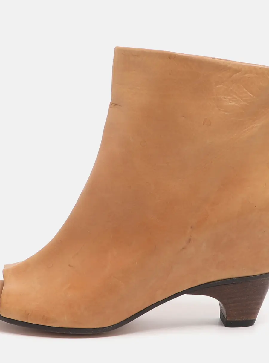 Maison Martin Margiela Size 36 Tan Leather Peep Toe Booties