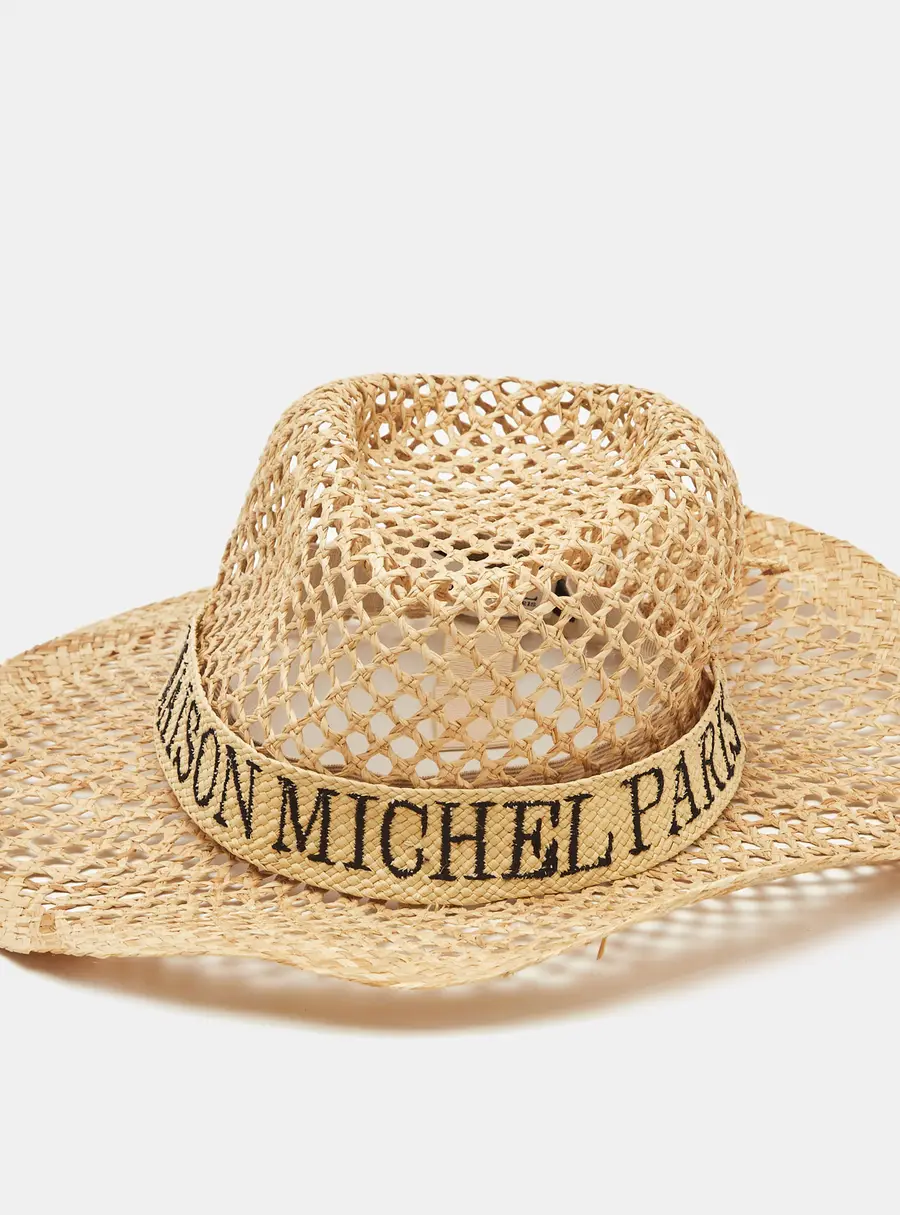 Maison Michel Paris Beige Straw Sun Hat M