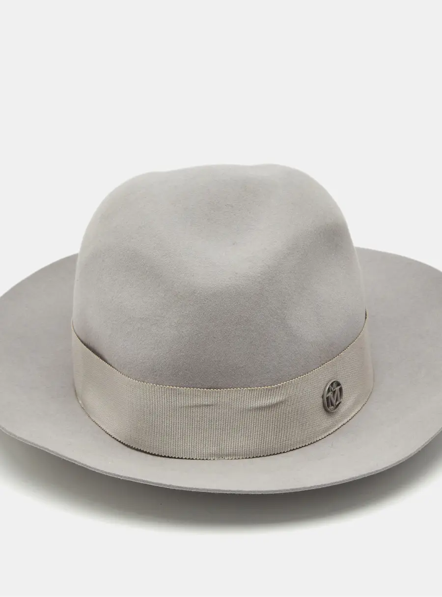Maison Michel Paris Grey Felt Henrietta Fedora Hat M