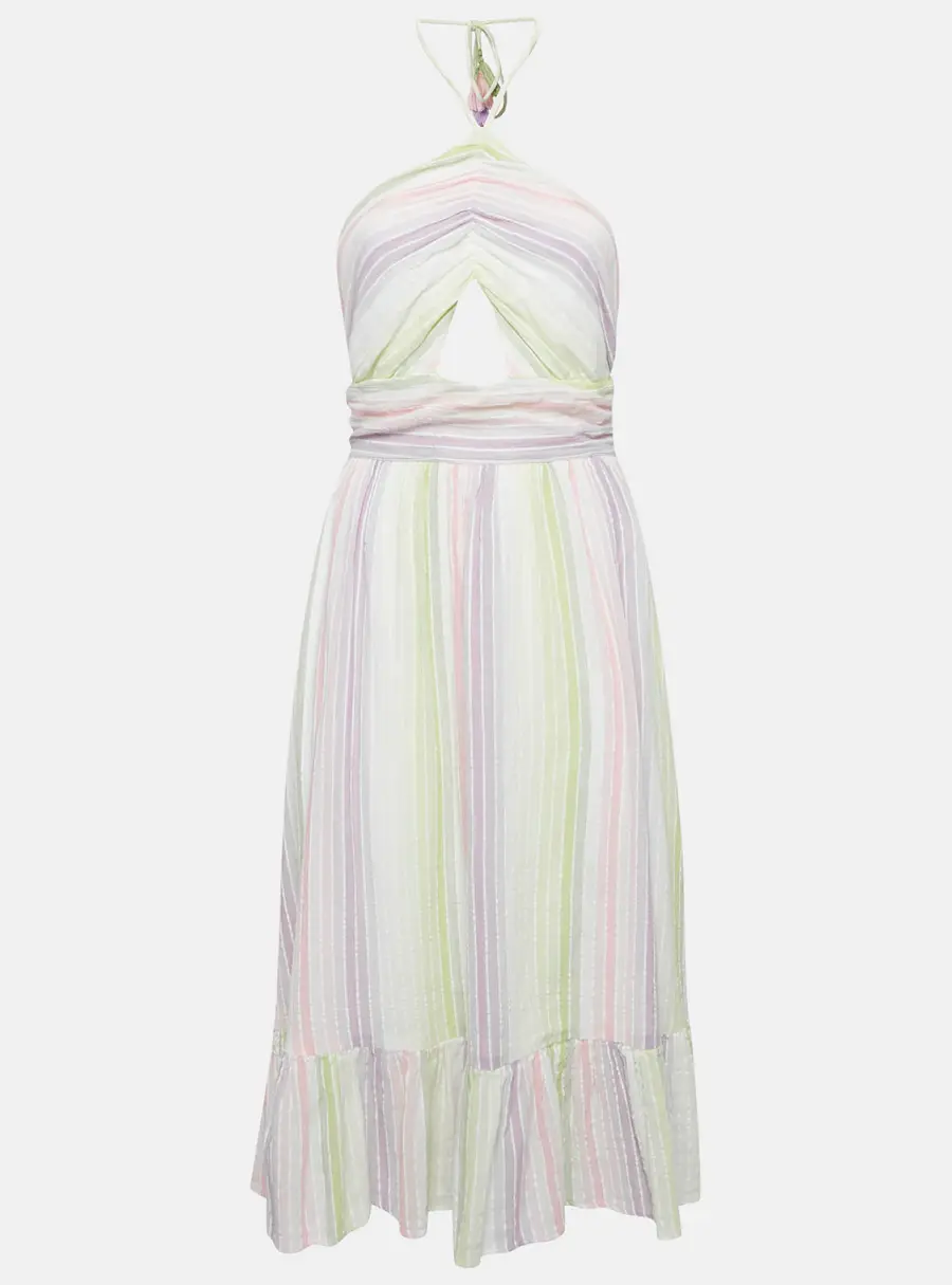 Majorelle Multicolor Candy Stripes Cotton Midi Dress S