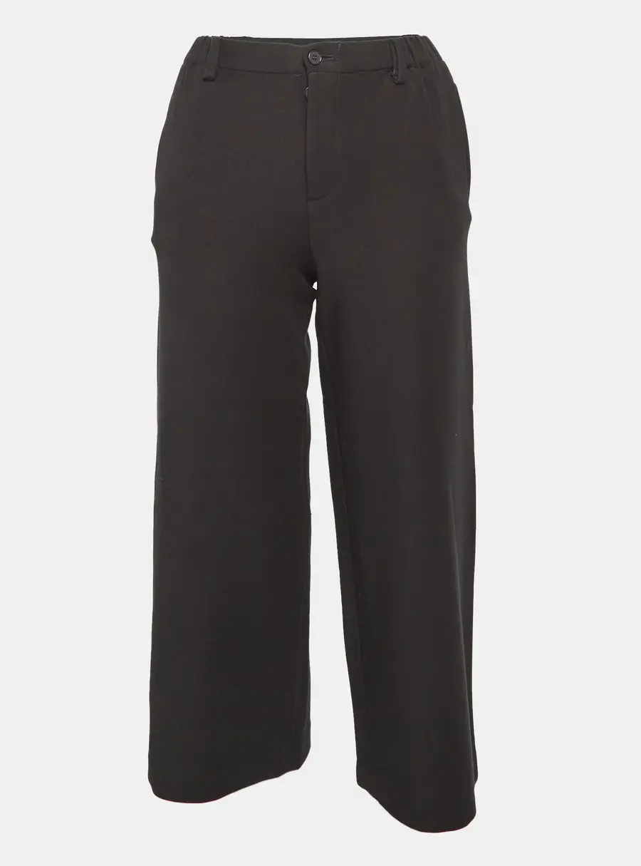 Maje Black Cotton Polaris Wide Leg Crop Trousers XS