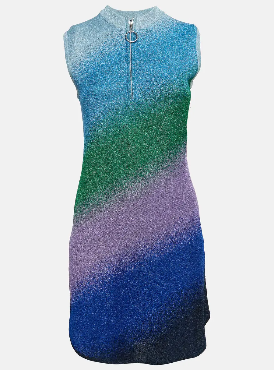 Maje Multicolor Lurex Knit Sleeveless Mini Dress M
