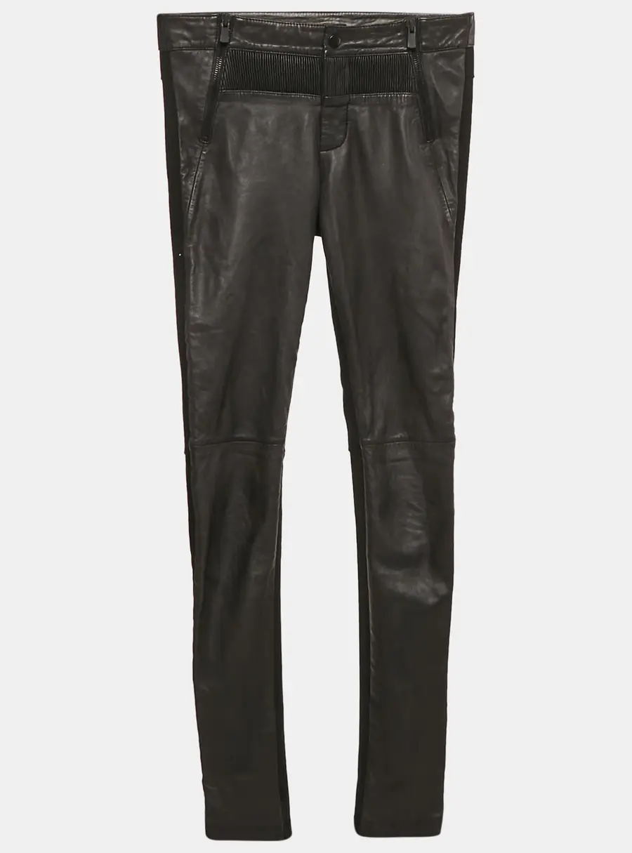 Maje Black Leather and Knit Trousers S