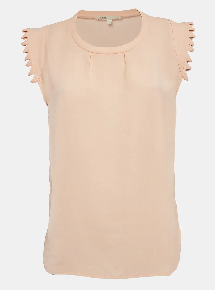 Maje Pink Crepe Sleeveless Top M