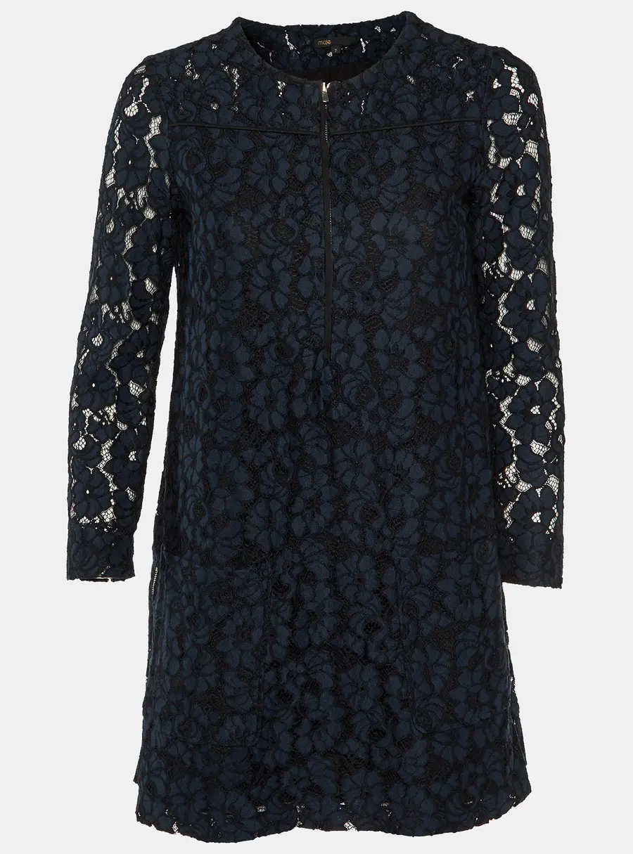 Maje Navy Blue Floral Lace Shift Dress M