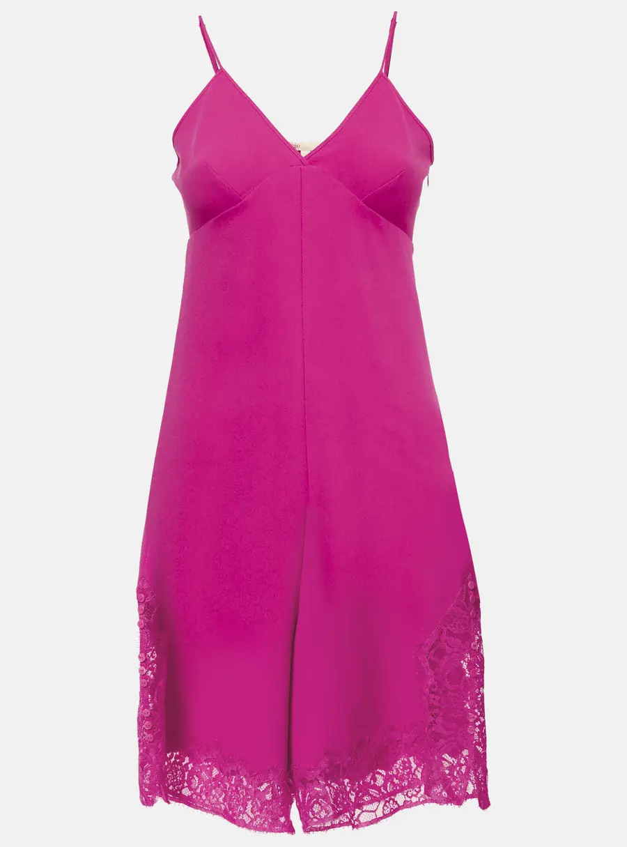 Maje Pink Crepe Lace Trimmed Playsuit S