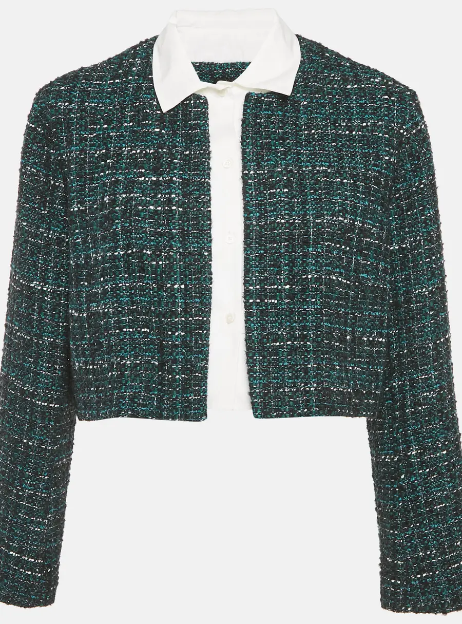 Maje Forest Green Button Front Crop Jacket XL