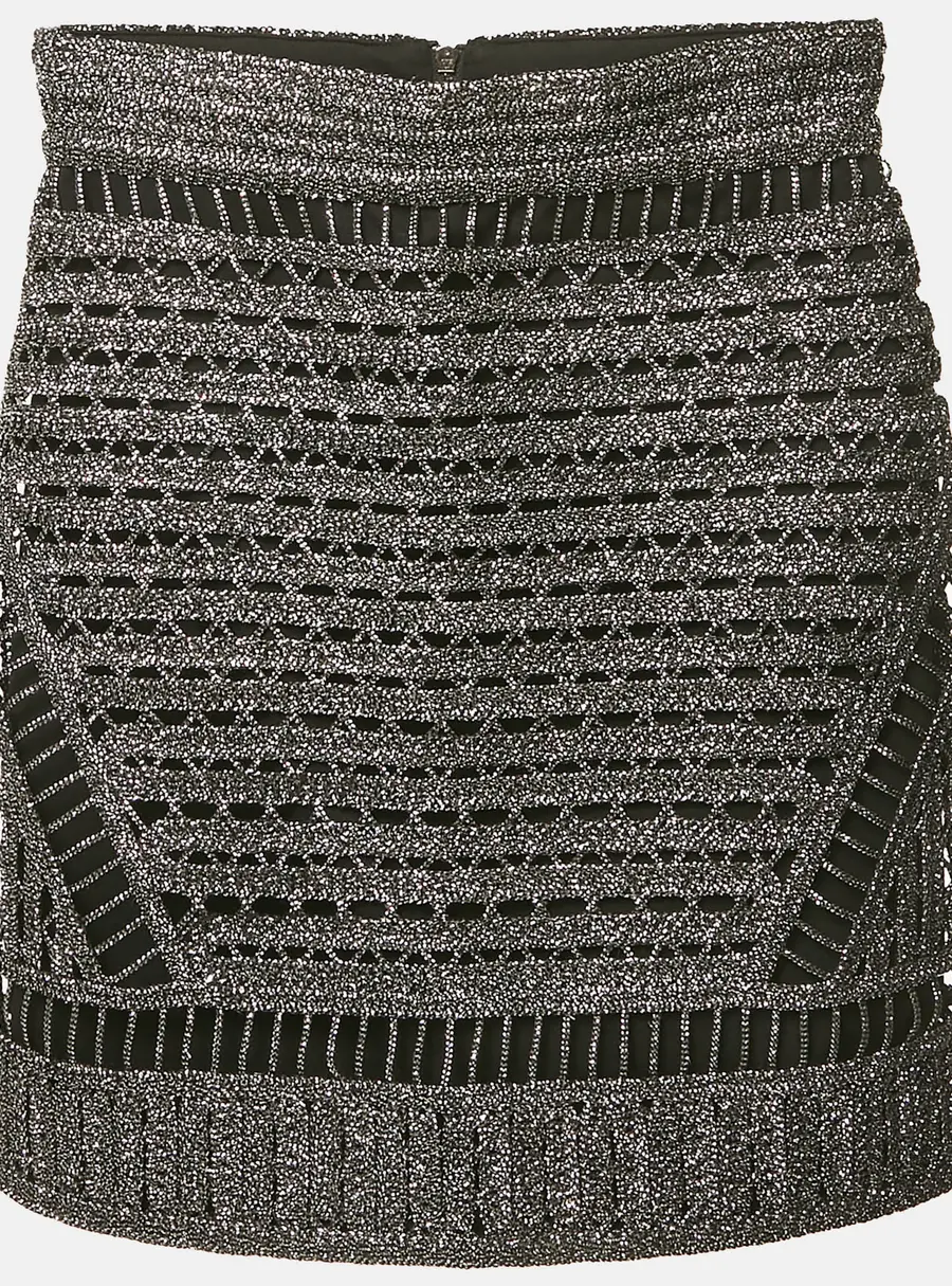 Maje Metallic Lurex Crochet Mini Skirt S