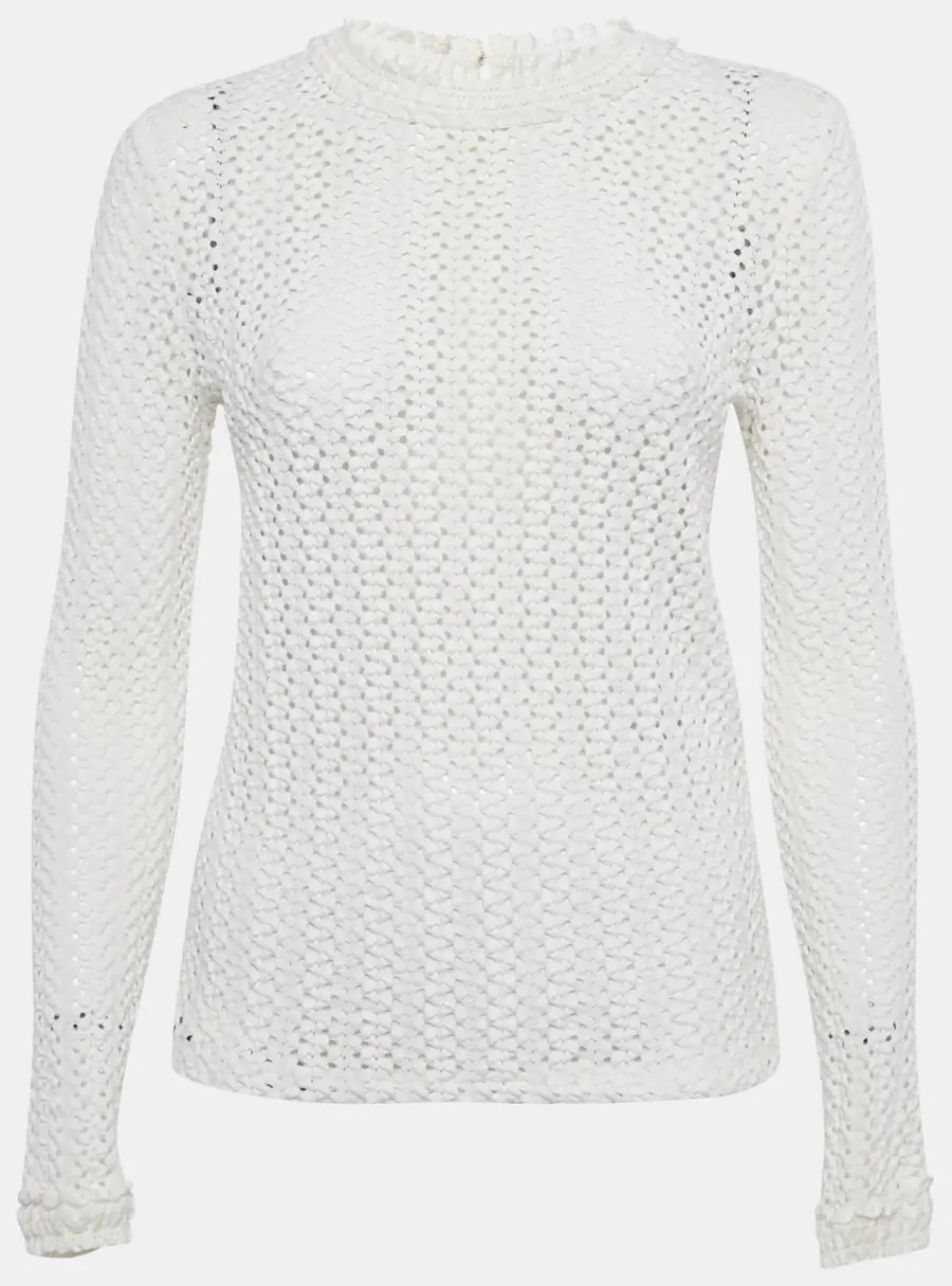 Maje White Textured Crochet Long Top S