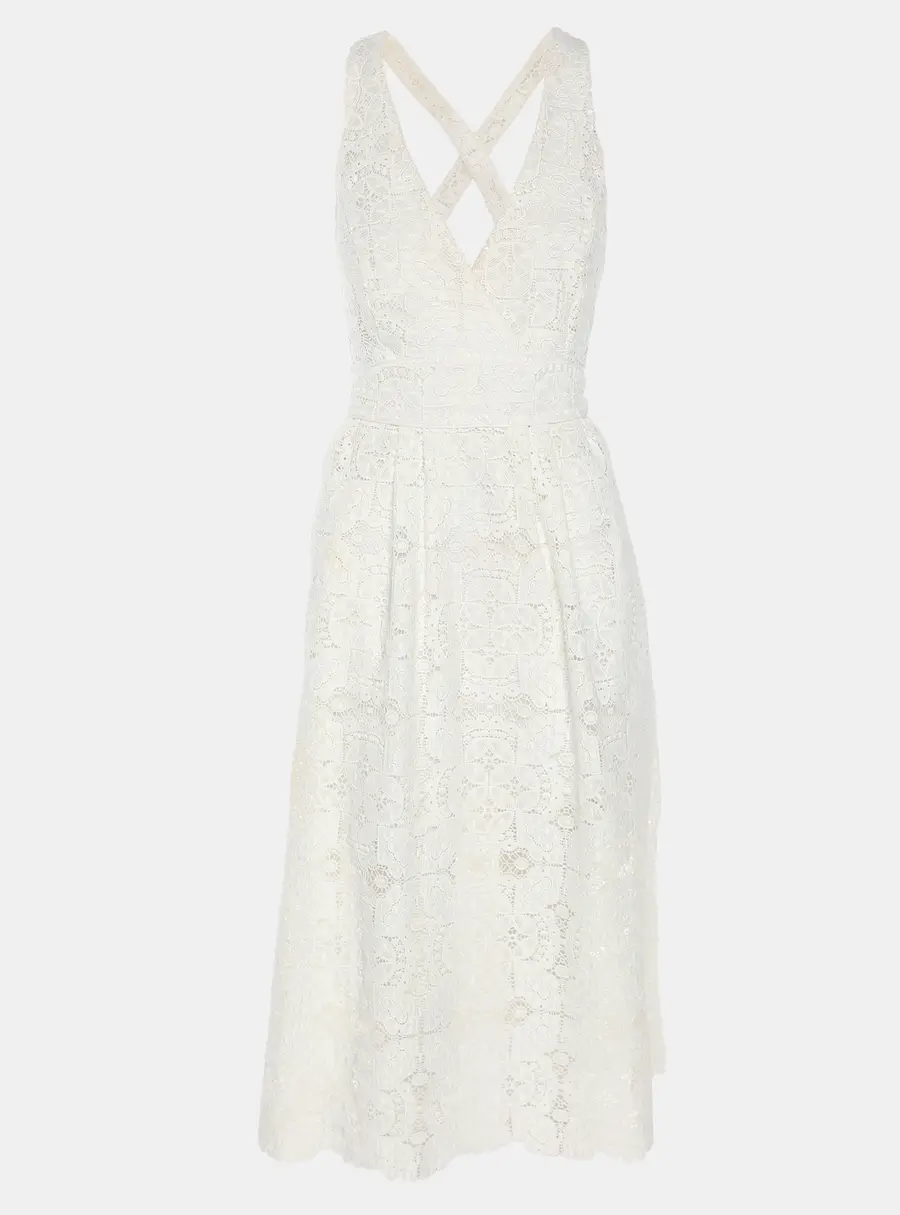 Maje White Lace Sleeveless Dress M