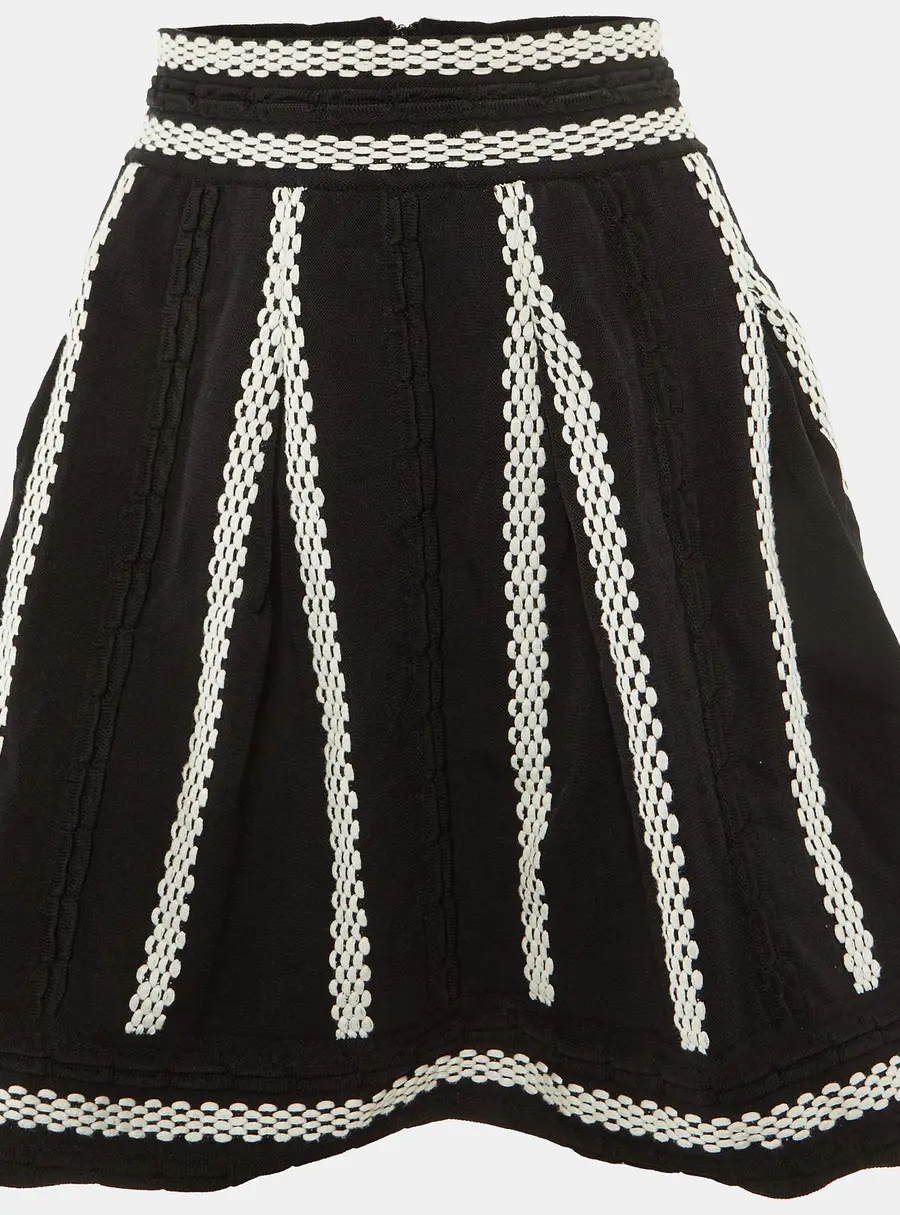 Maje Black Knit Julane Flared MIni Skirt M