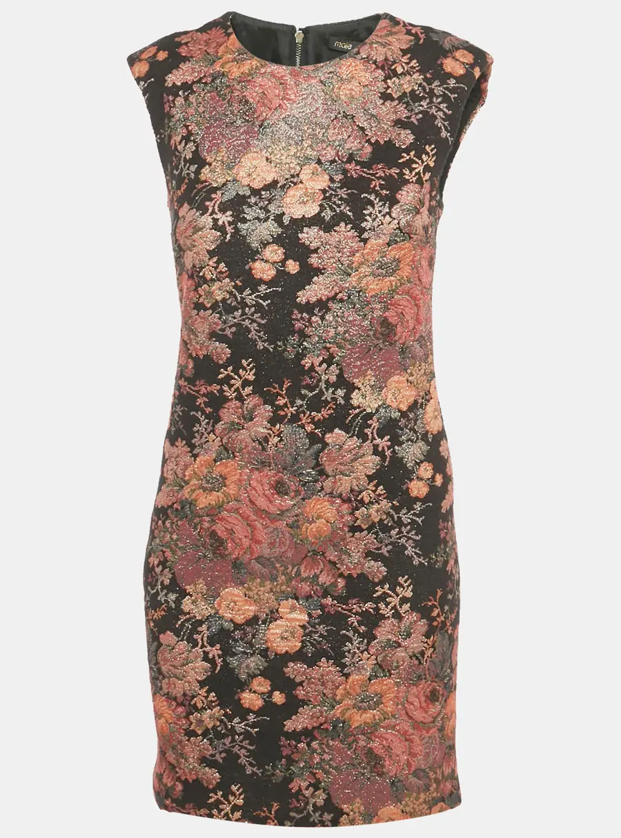 Maje Black Floral Jacquard Mini Dress S