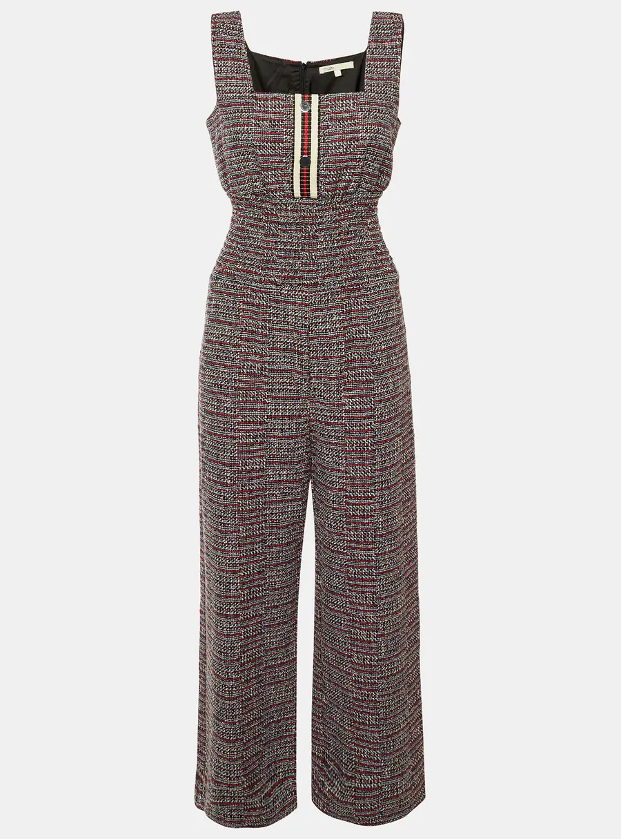 Maje Navy Blue Tweed Patelle Sleeveless Jumpsuit M
