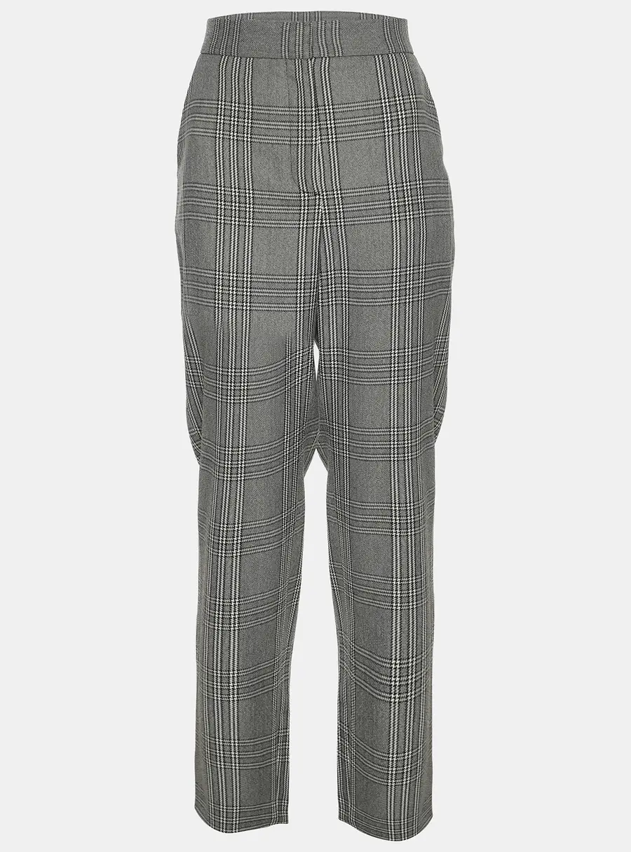 Maje Grey Checked Gabbardine Trousers M