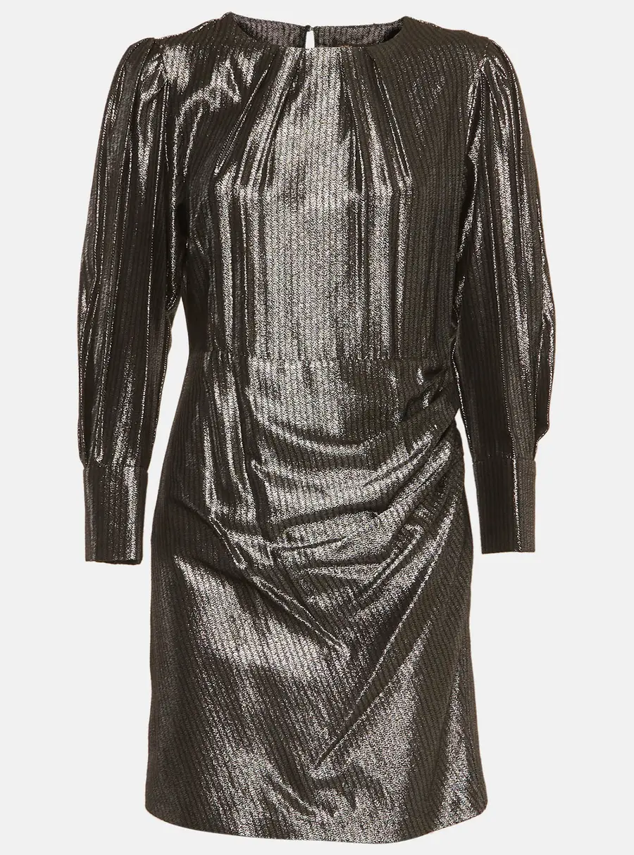 Maje Metallic Lamé Striped Short Dress L
