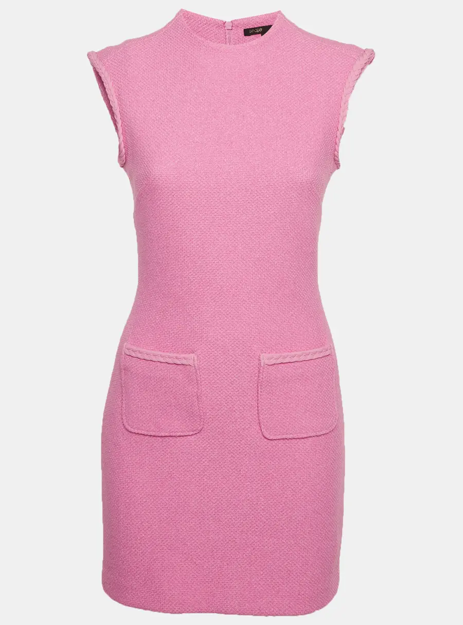 Maje Pink Tweed Sleeveless Mini Dress XS