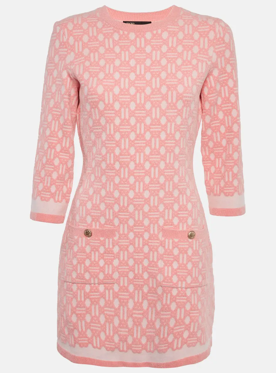 Maje pink Jacquard Knit Roadina Dress M