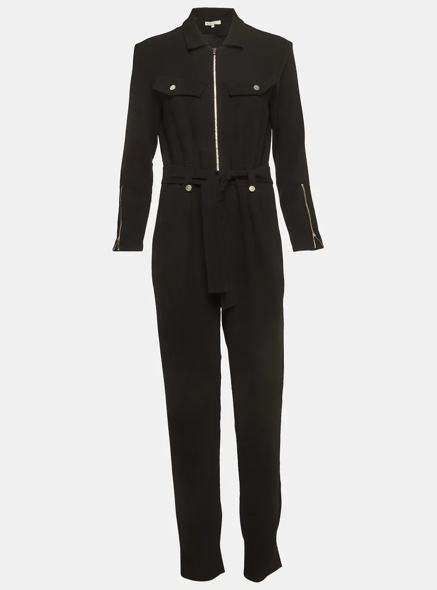 Maje Black Crepe Zip Front Jumpsuit M