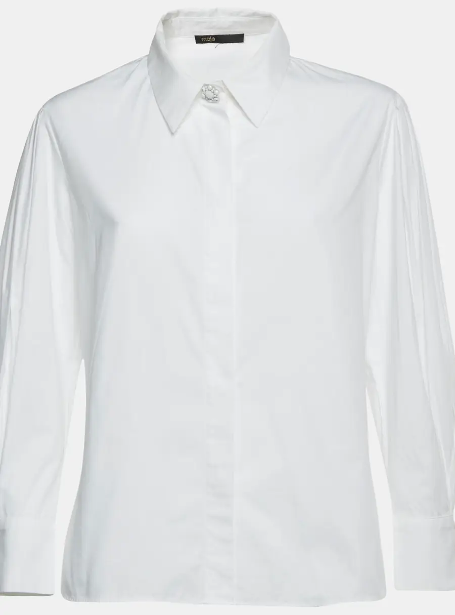 Maje White Cotton Puff Sleeve Shirt M