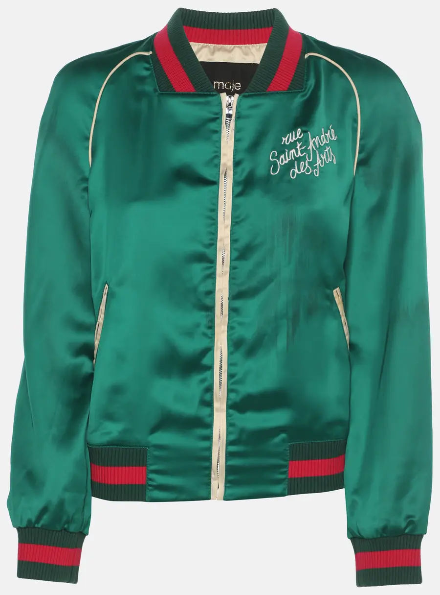 Maje Green Nylon Zip-Front Jacket S