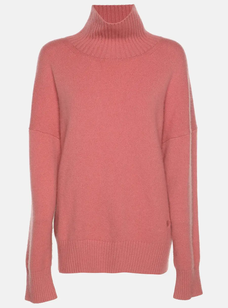 Maje Pink Rib Knit Turtleneck Sweater L