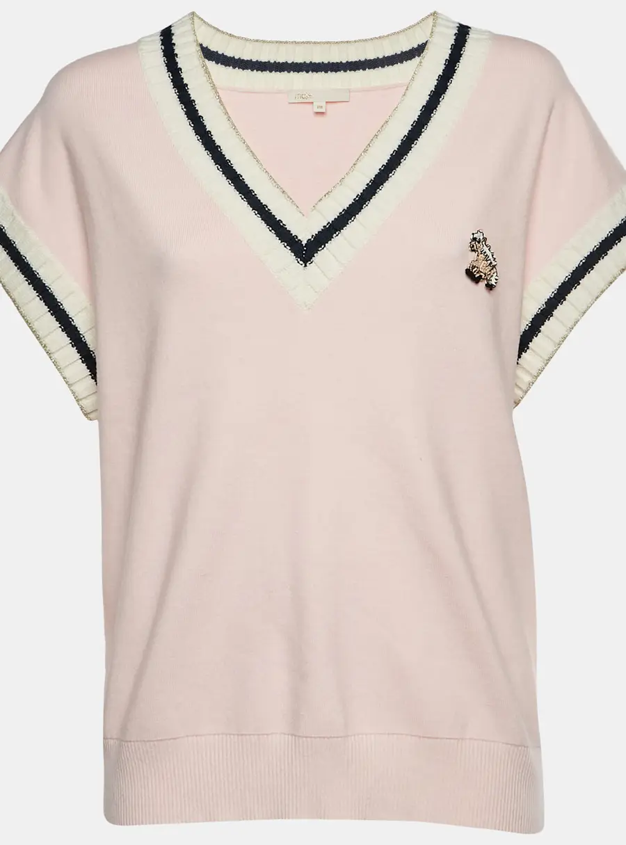 Maje Pink Pony Applique Knit Monette Sweater Vest One Size