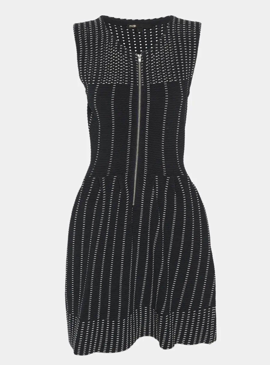 Maje Navy Blue Stretch Knit Midi Dress S
