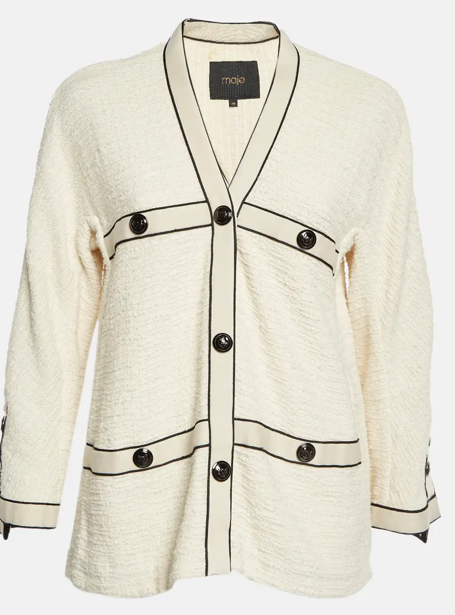 Maje Beige Tweed Voppy Cardigan Jacket M