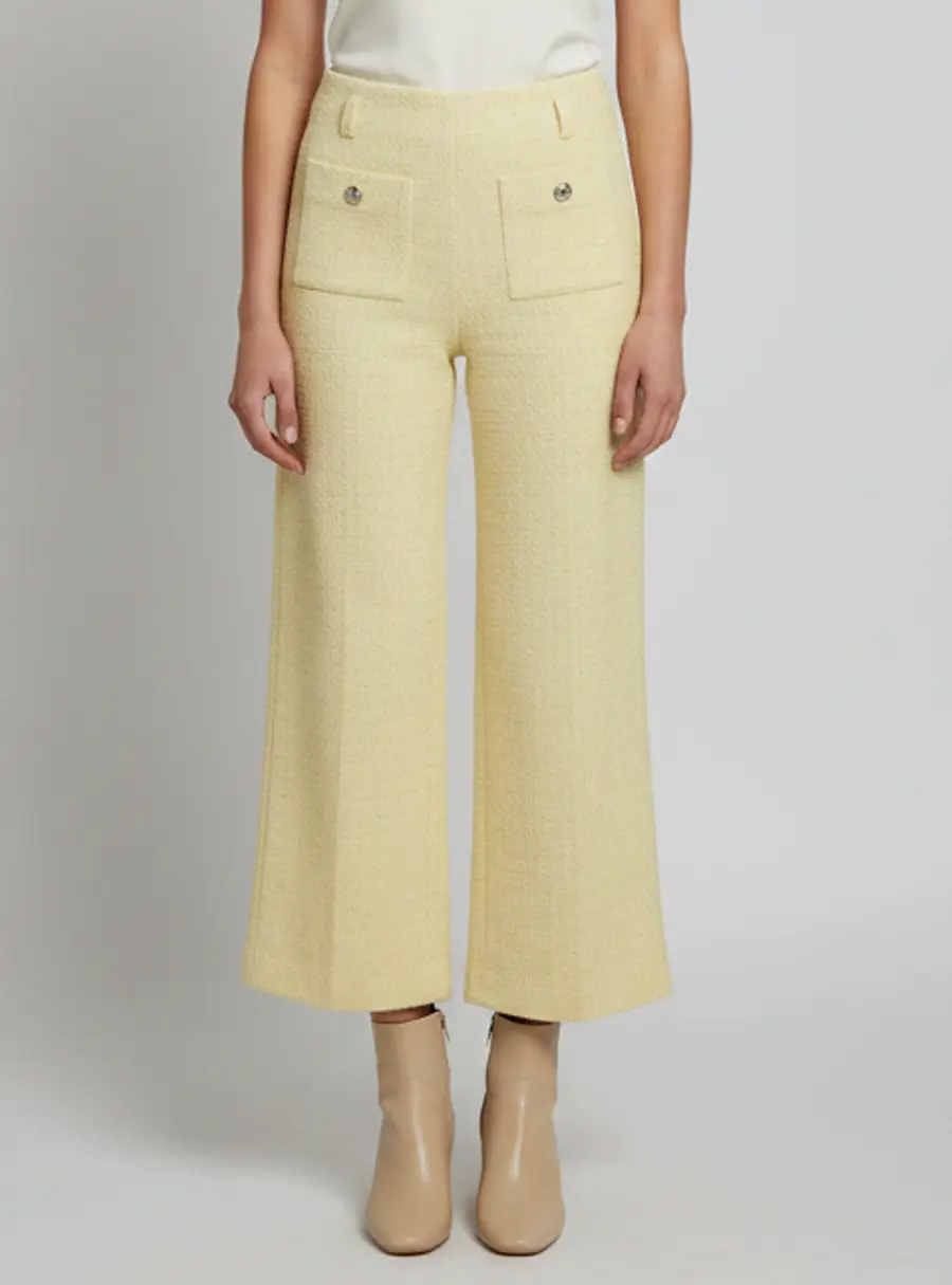 Maje Yellow Tweed Loose Fit Pants S