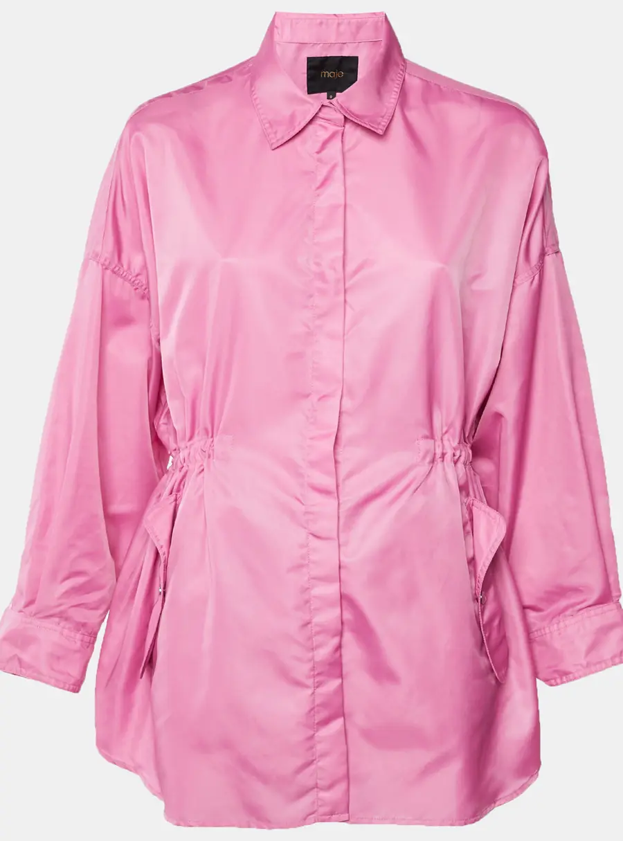 Maje Pink Nylon Oversized Windbreaker Shirt XS