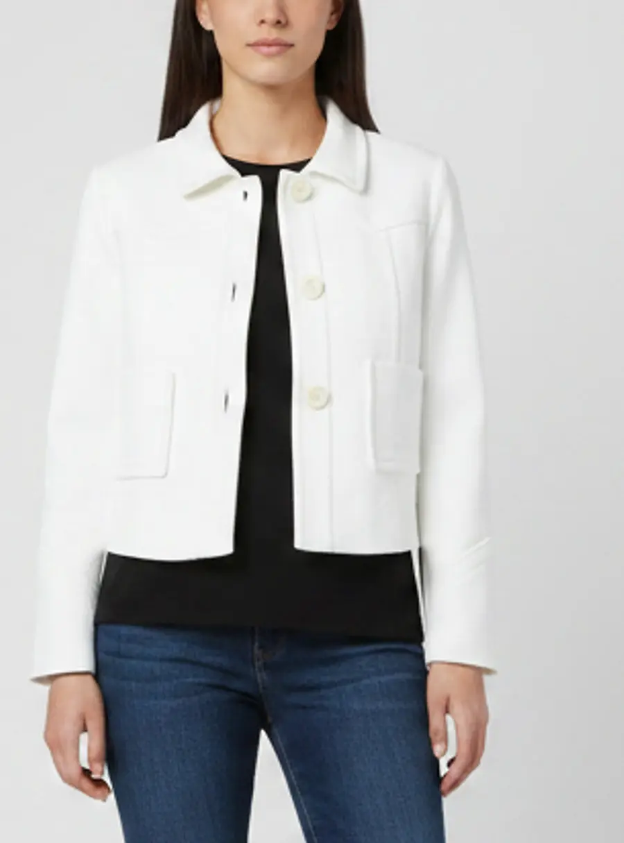 Maje Off White Textured Cotton Cropped Vadim Jacket M