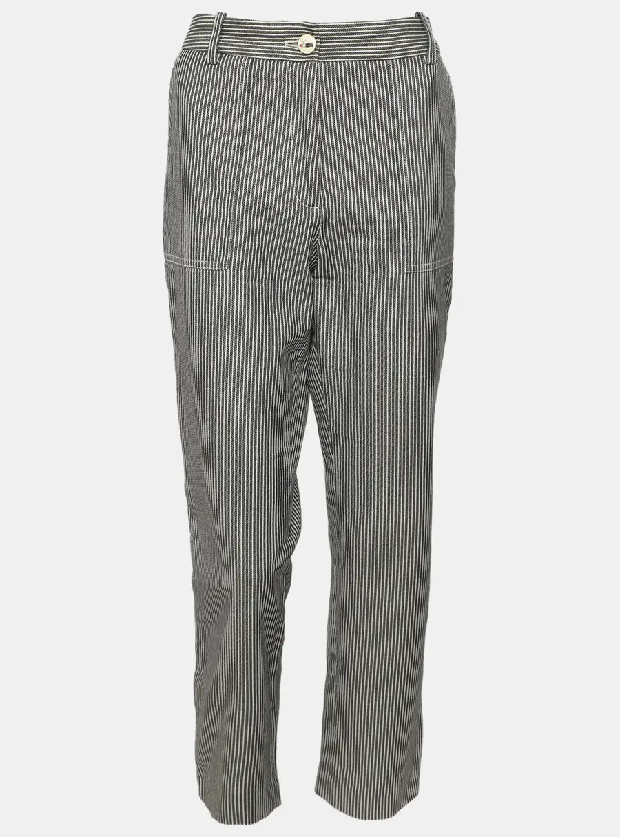 Maje Grey/White Pin Stripe Cotton Trousers M