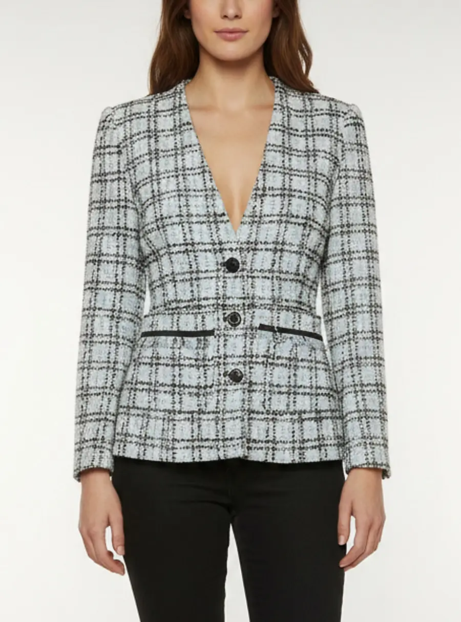 Maje Blue Metallic Tweed Single Breasted Vizuli Jacket S