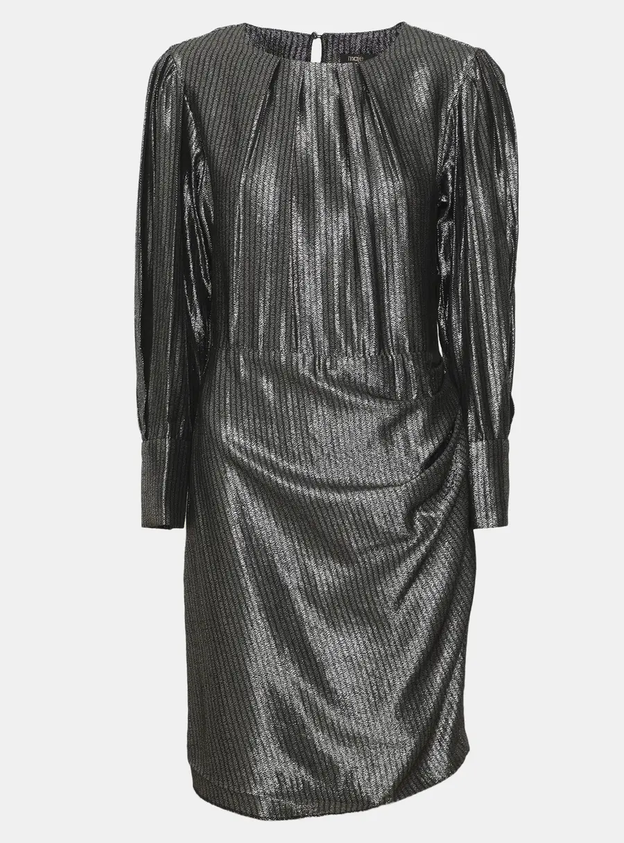 Maje Argent Metallic Lurex Ralery Knee Length Dress M