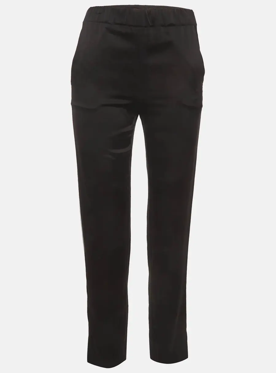 Maje Black Striped Satin Presto Track Pants S