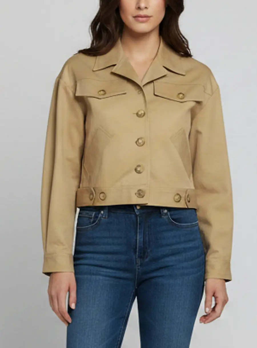Maje Beige Cotton Blend Bakino Drop-Shoulder Jacket XS