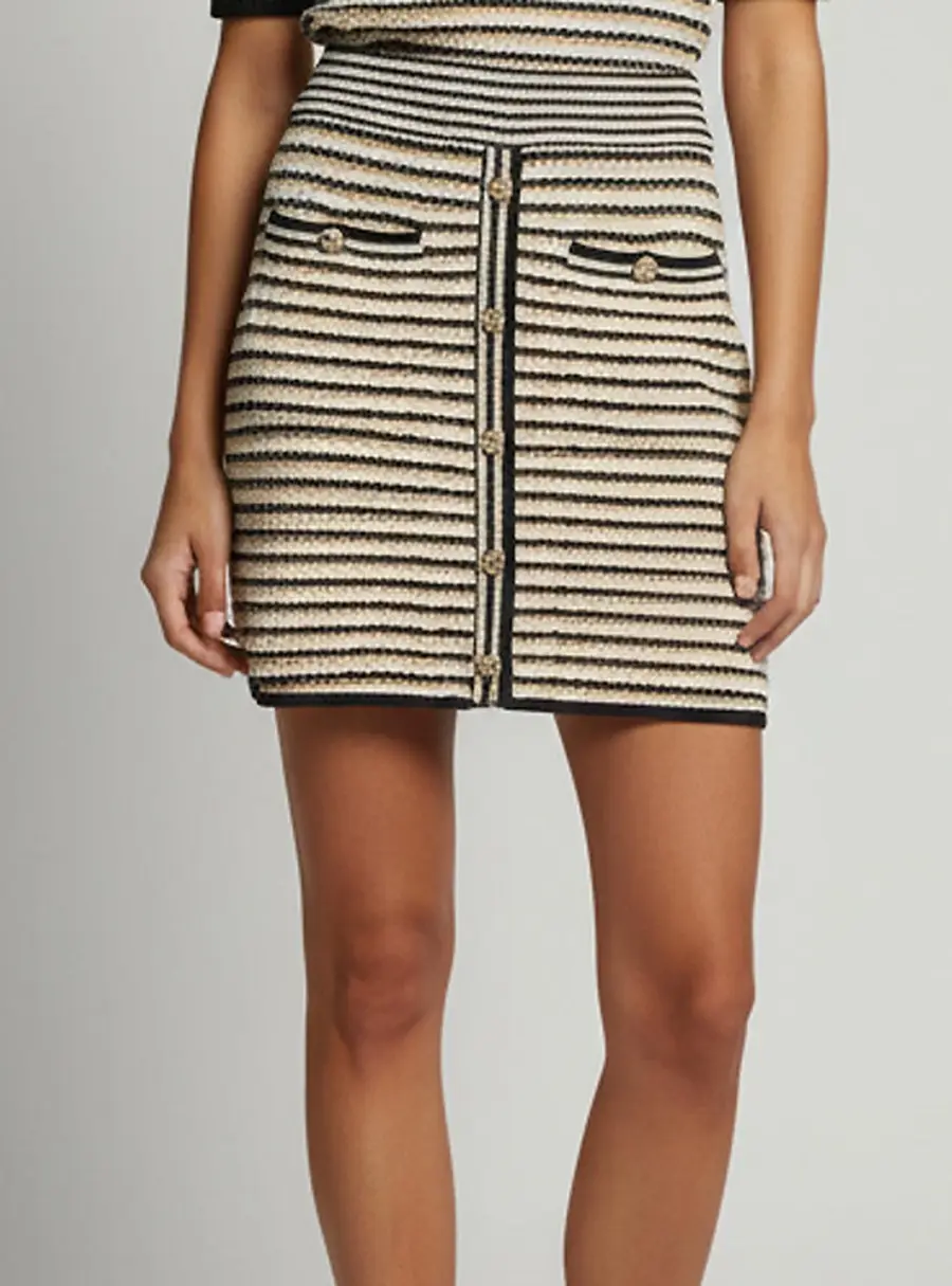 Maje Multicolor Lurex Knit Embellished Mini Skirt S