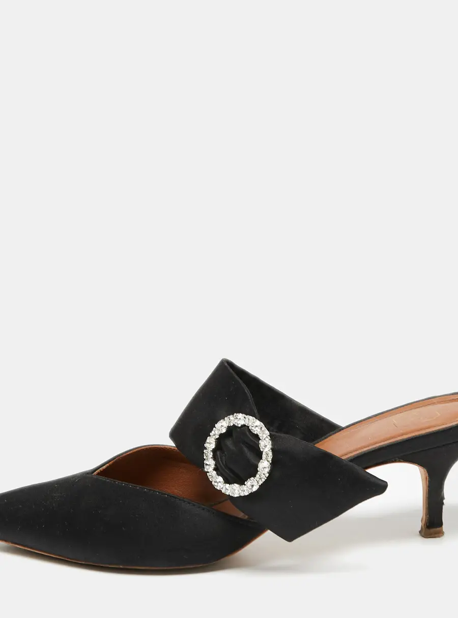 Malone Souliers Black Satin Crystal Embellished Maite Sandals Size 40