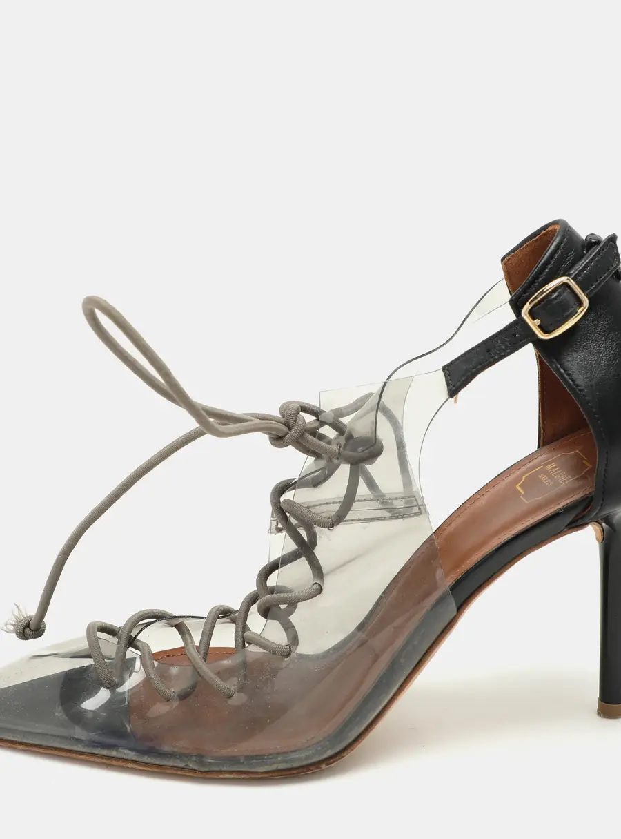 Malone Souliers Transparent/Black PVC and Leather Montana Pumps Size 36