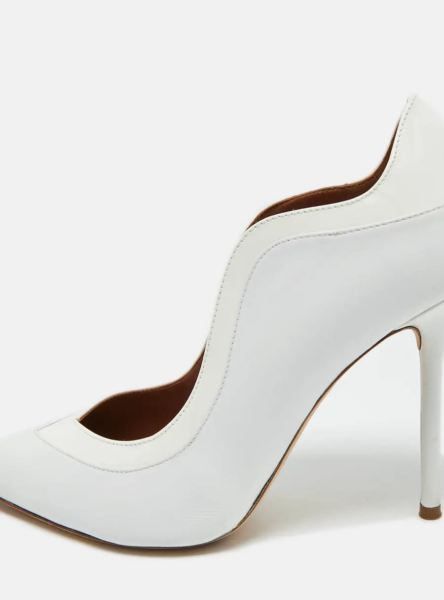 Malone Souliers White Leather and Patent Leather Penelope Pumps Size 38.5
