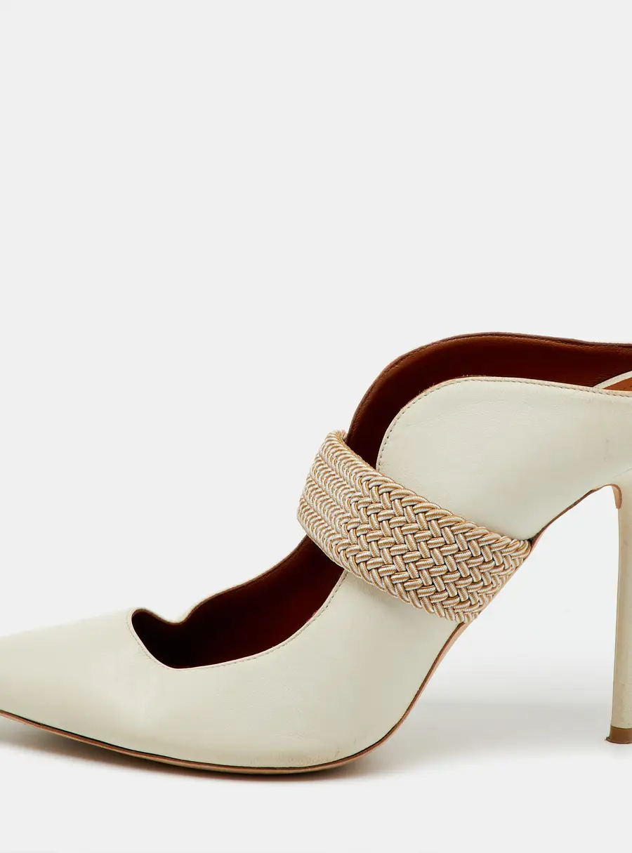 Malone Souliers by Roy Luwolt Off White/Beige Leather Mara Mules Size 39.5