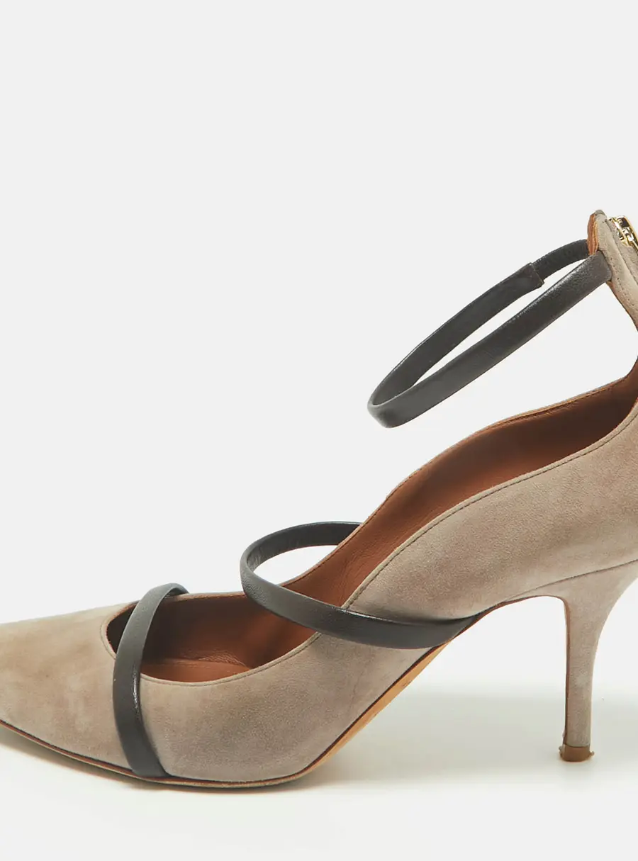 Malone Souliers Brown/Grey Suede Robyn Ankle Strap Pumps Size 39