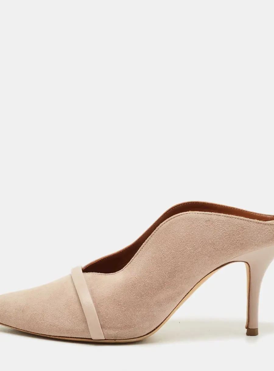 Malone Souliers Beige Leather and Suede Bobbi Mules Size 37.5